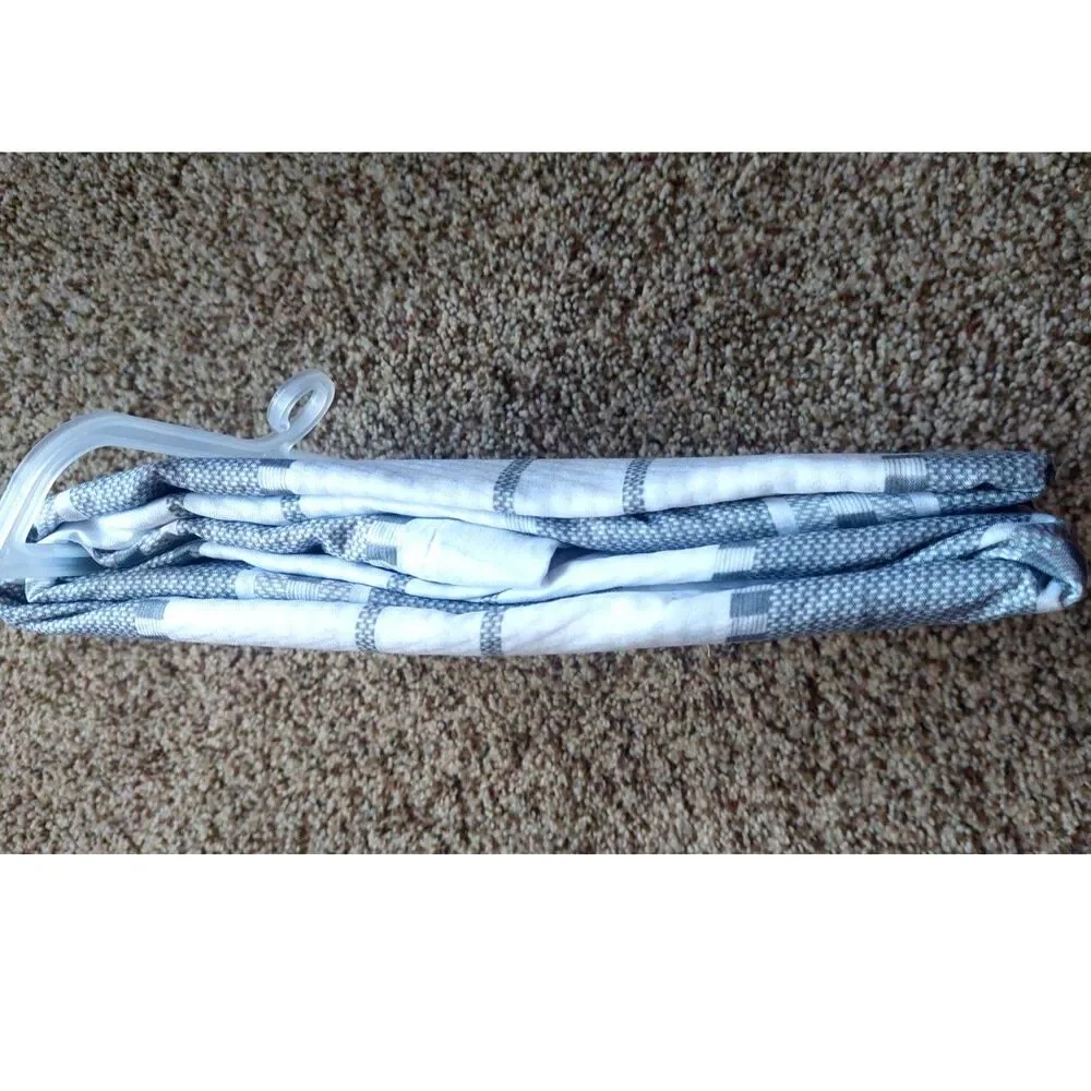 Mainstays Gray White Fabric Shower Curtain 70x72 Modern Stripe Bathroom NIP